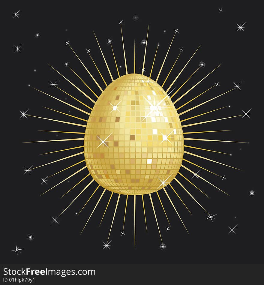 Golden Glitter Ball in the shape of an easter egg. Golden Glitter Ball in the shape of an easter egg