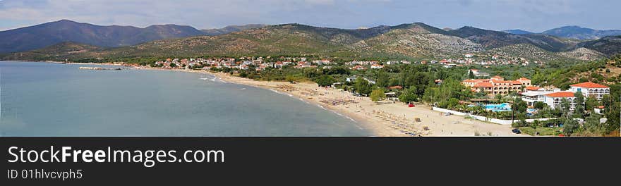 Panoramic view to the south coast of Greek island Thassos near Pothos. Panoramic view to the south coast of Greek island Thassos near Pothos