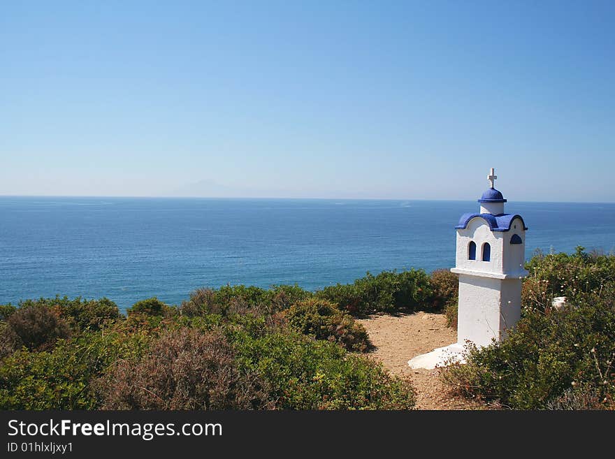 Typical greek chapel, near Limenaria, island Thassos, Greek. Typical greek chapel, near Limenaria, island Thassos, Greek