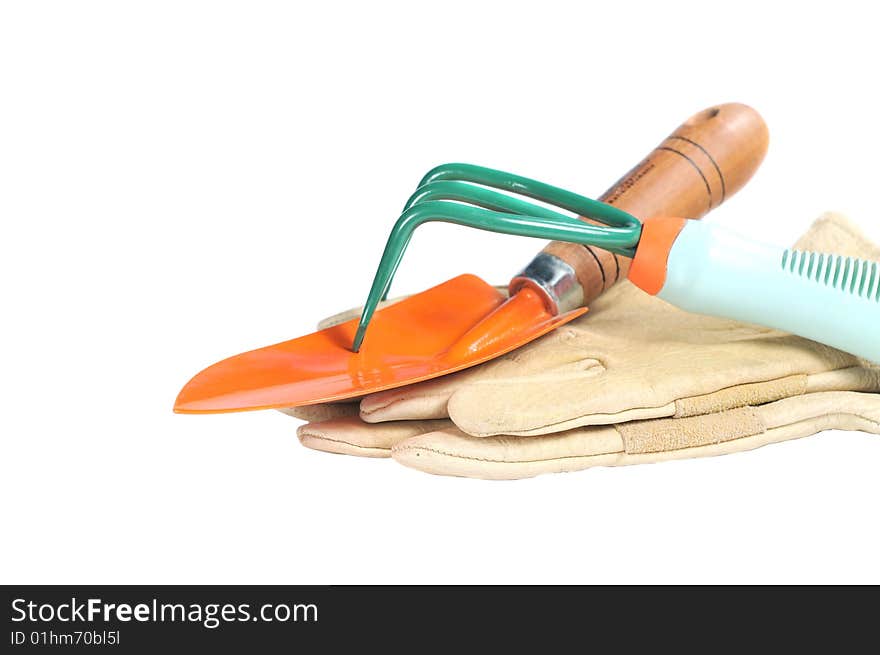 Gardening tools isolated on a white background