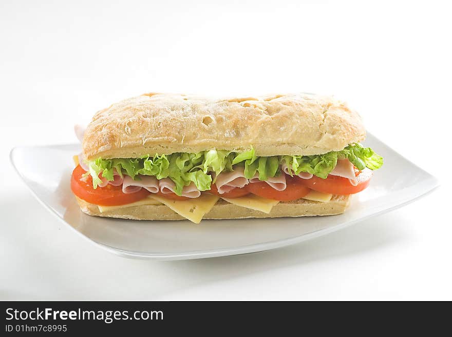 Delicious sandwich of ham cheese lettuce fresh tomato