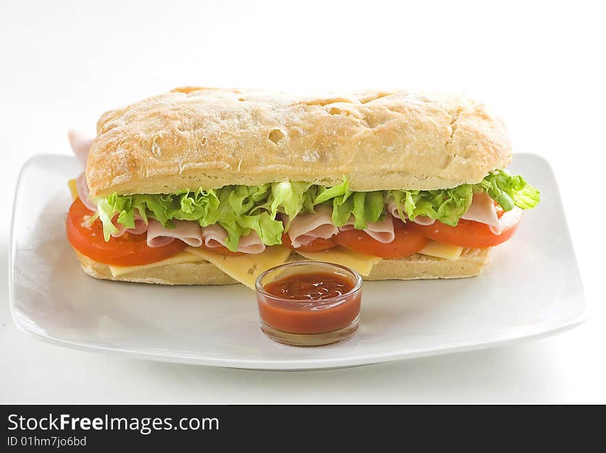 Delicious sandwich of ham cheese lettuce tomato