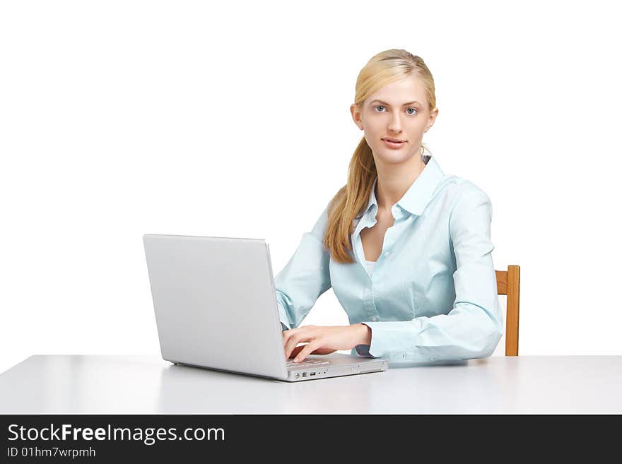 A Business Woman On Her Laptop At A Desk