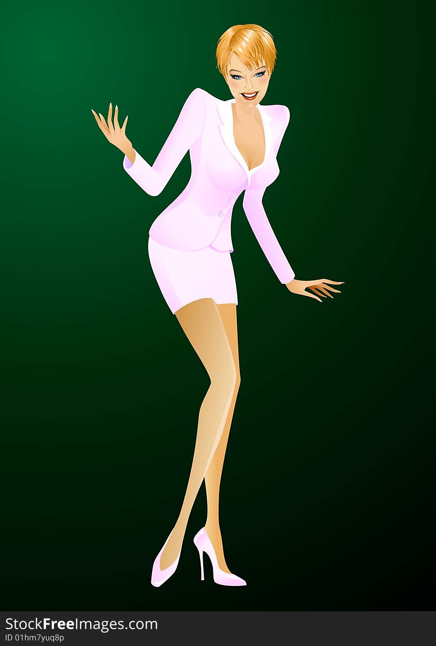 Illustration of a sexy secretary. image contains clipping path for easy cropping.