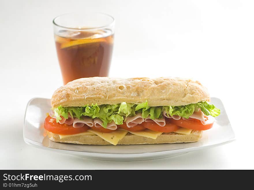 Delicious sandwich of ham cheese lettuce fresh tomato