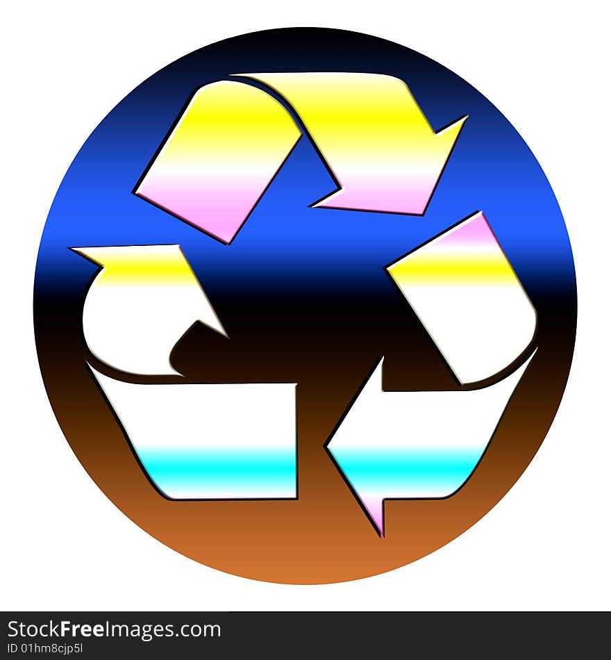 The gradient recycle icon illustration on blue gradient background