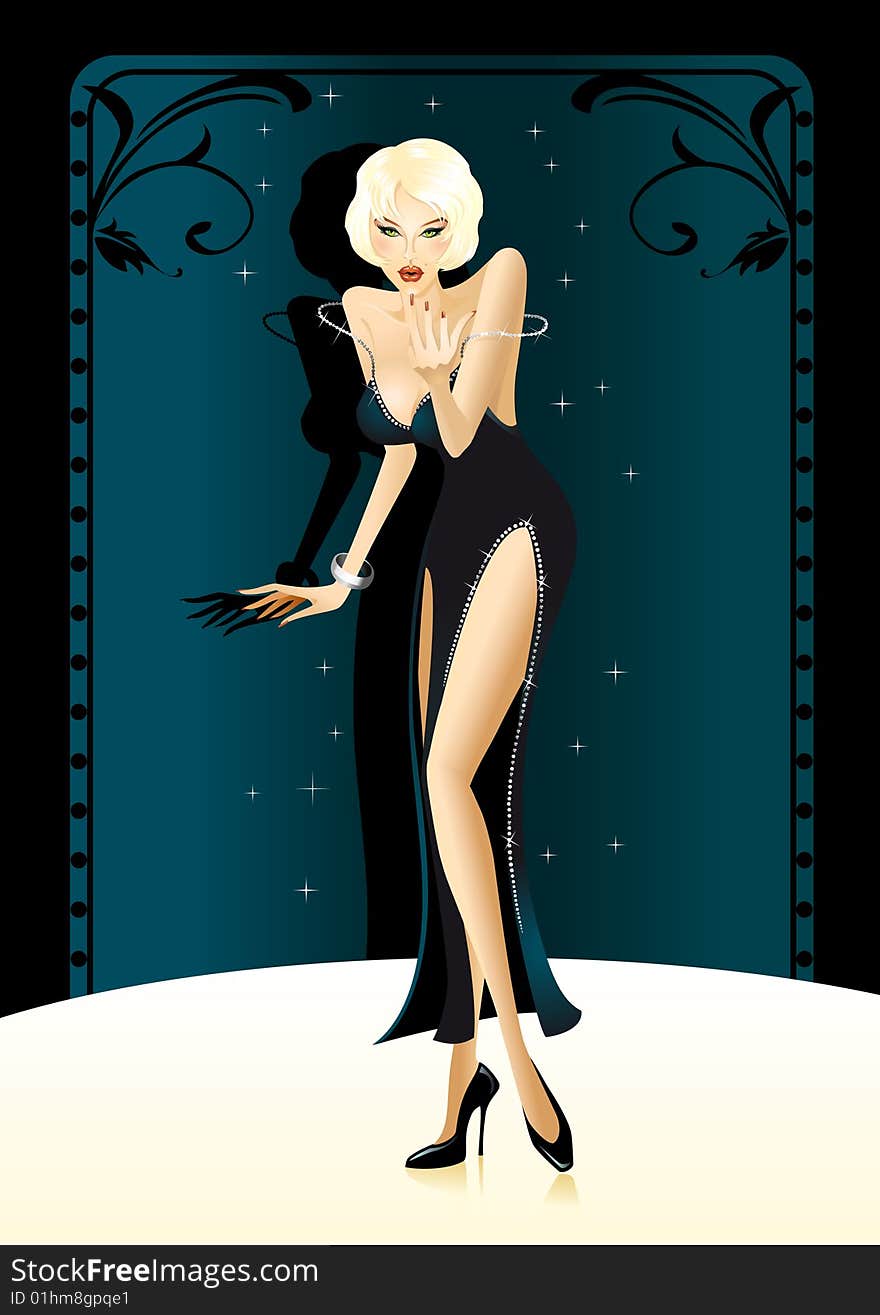 Illustration of a sexy partygirl