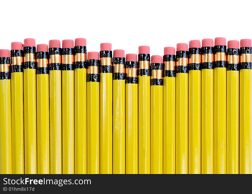 Group of  yellow pencils isolated on white