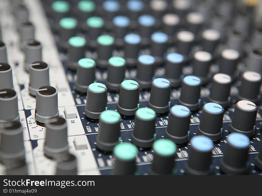 Music control panel device close up. Music control panel device close up