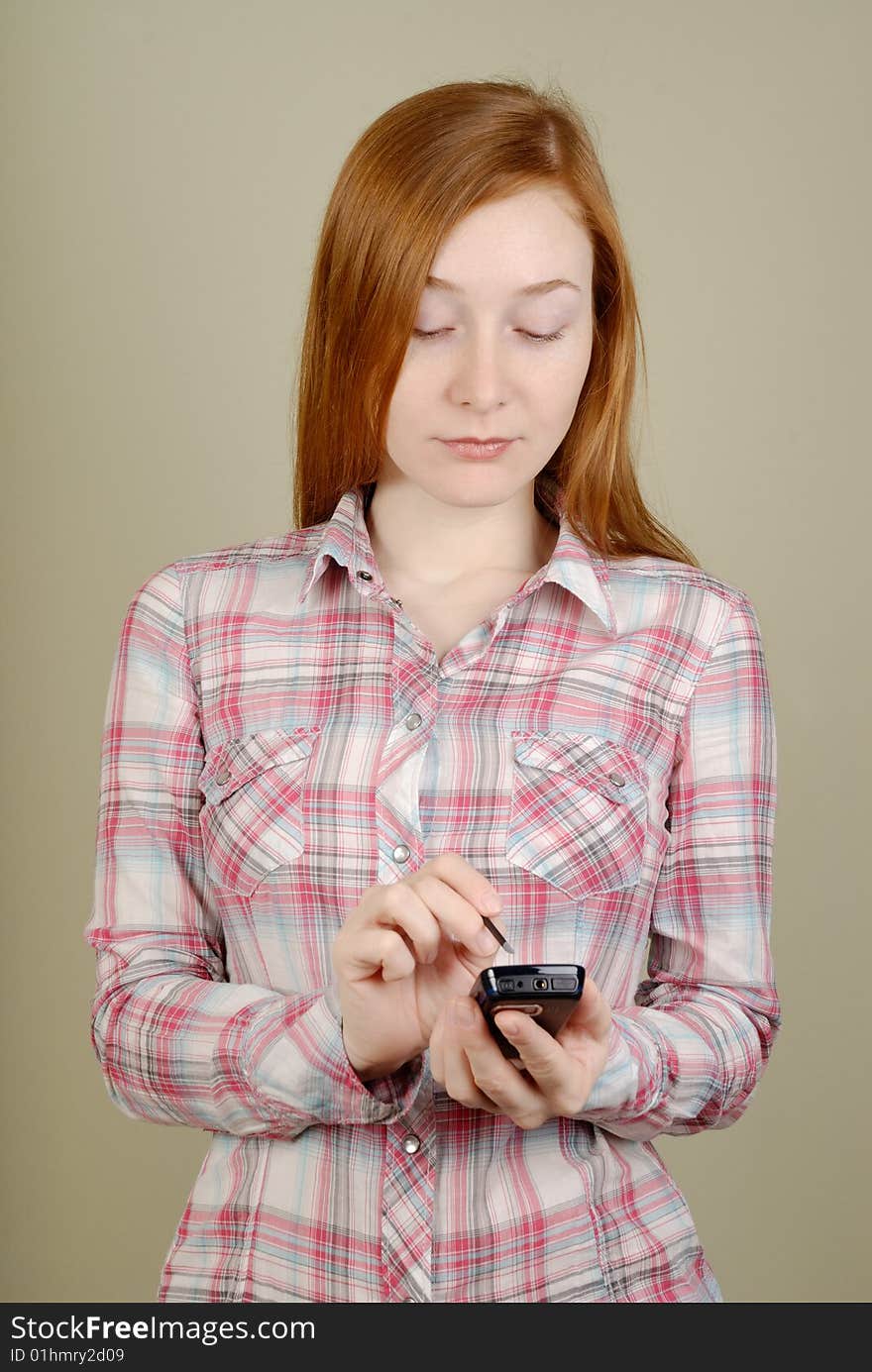 Woman writes in the PDA