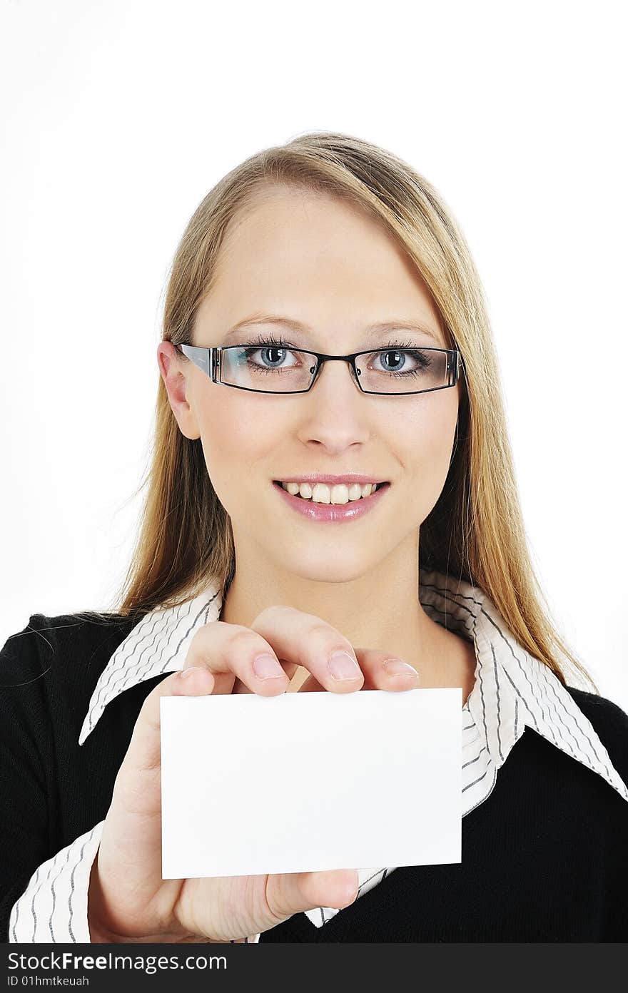 Girls Holding Businees Card