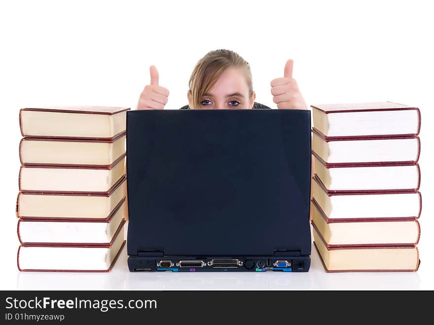 Teenager girl on desk