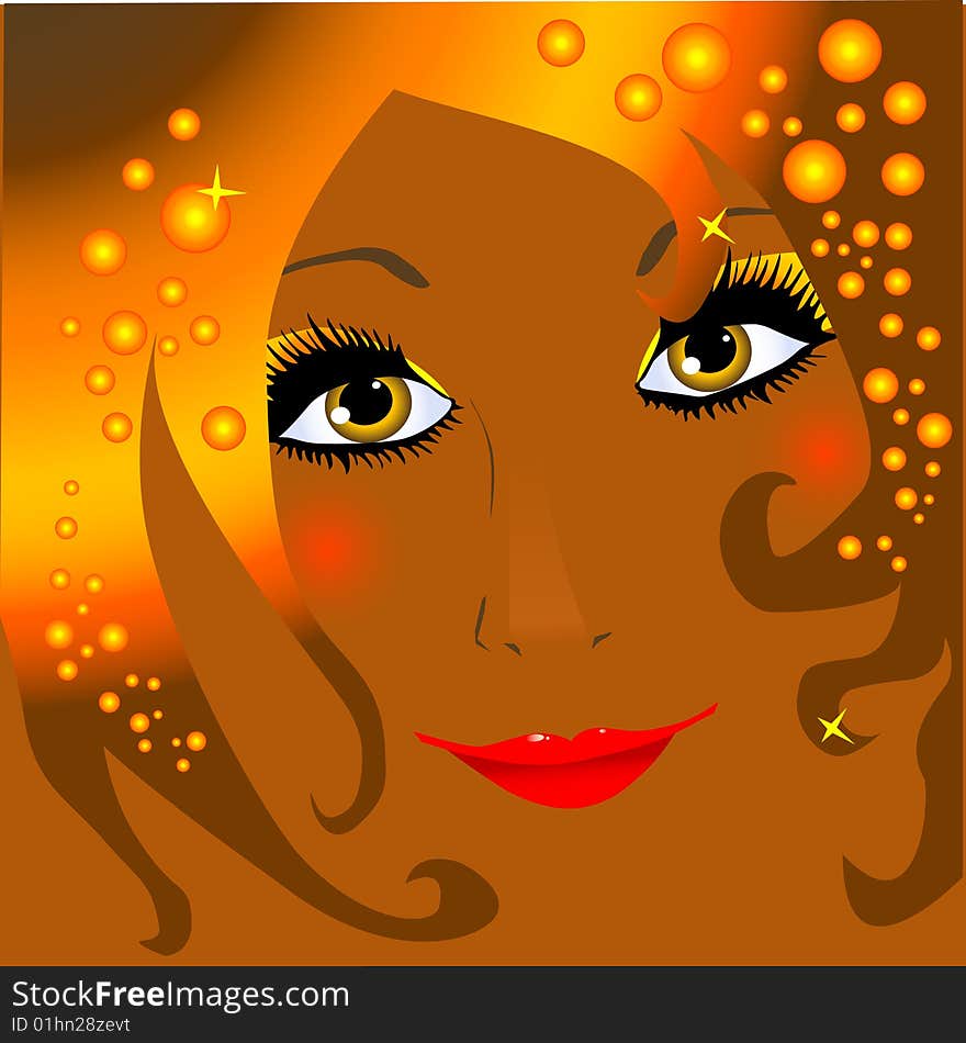 The face of the sunburnt girl, an illustration. The face of the sunburnt girl, an illustration