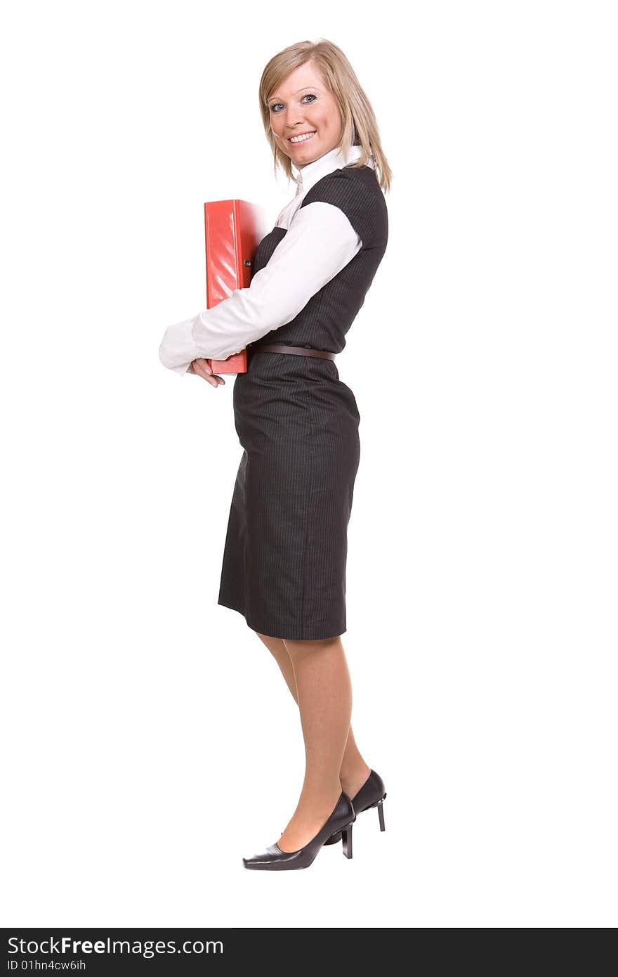 Attractive businesswoman over white background