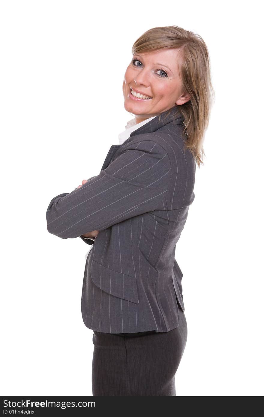 Attractive businesswoman over white background