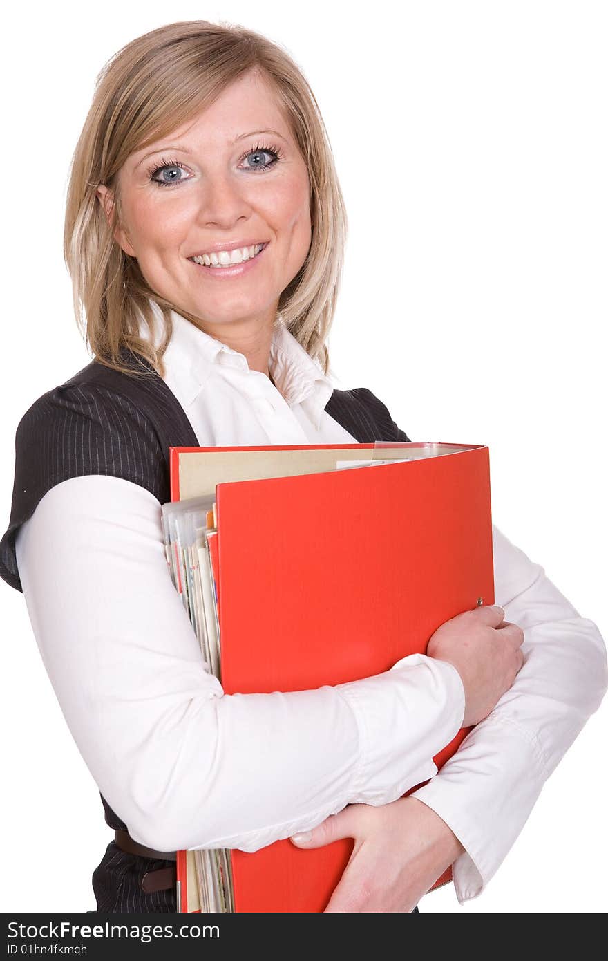 Attractive businesswoman over white background