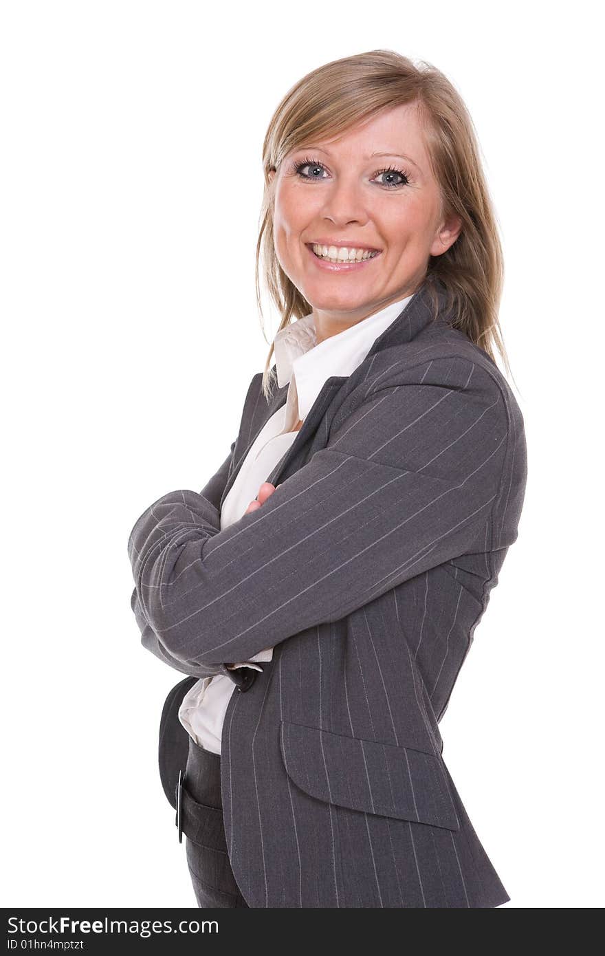 Attractive businesswoman over white background