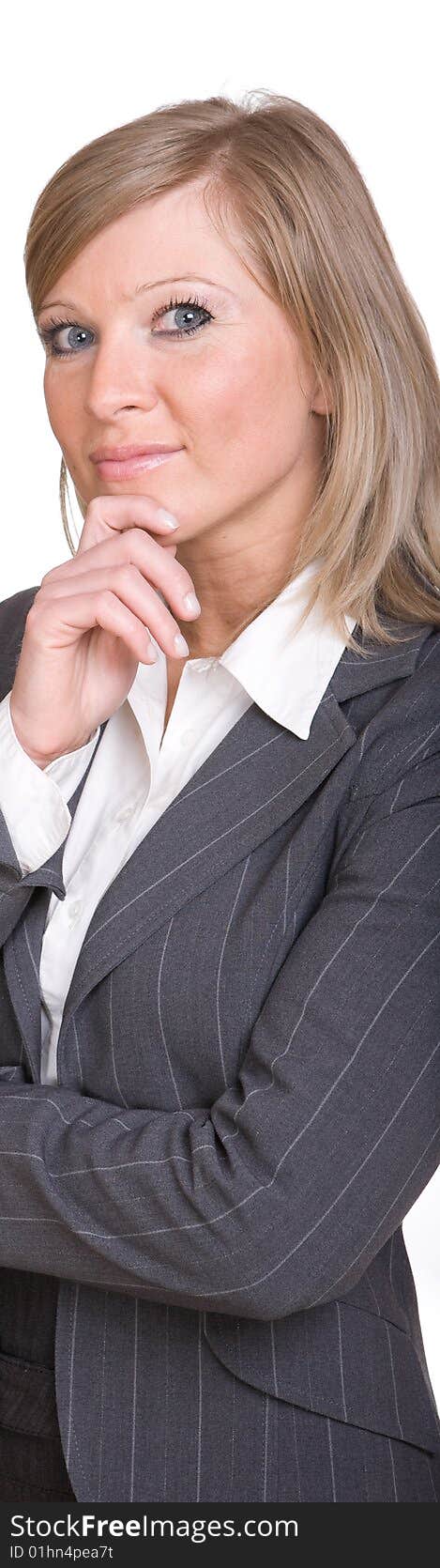 Attractive businesswoman over white background