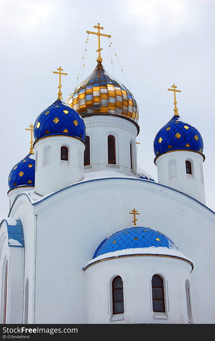 Winter old white Orthodox Church in Belarus. Winter old white Orthodox Church in Belarus