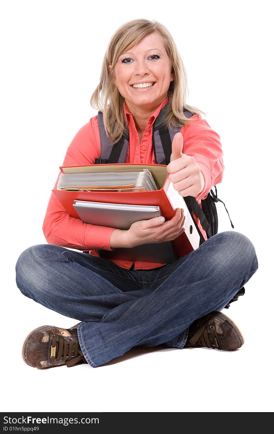 Casual student isolated over white background