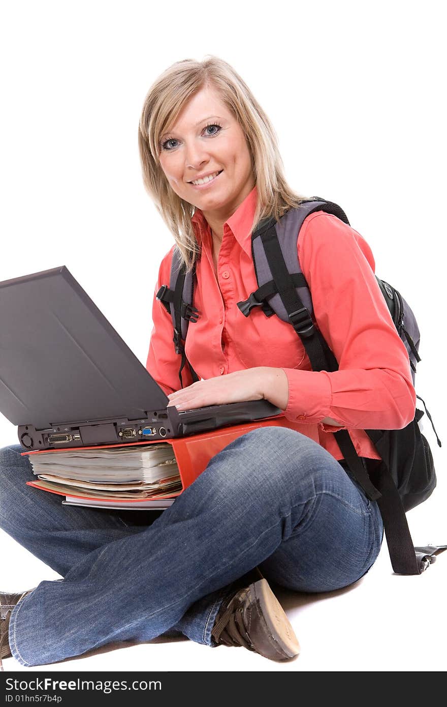 Casual student isolated over white background