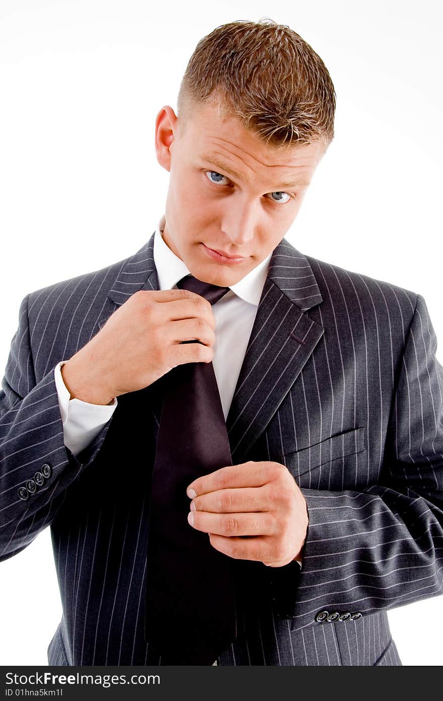 Handsome businessman wearing tie on an isolated background