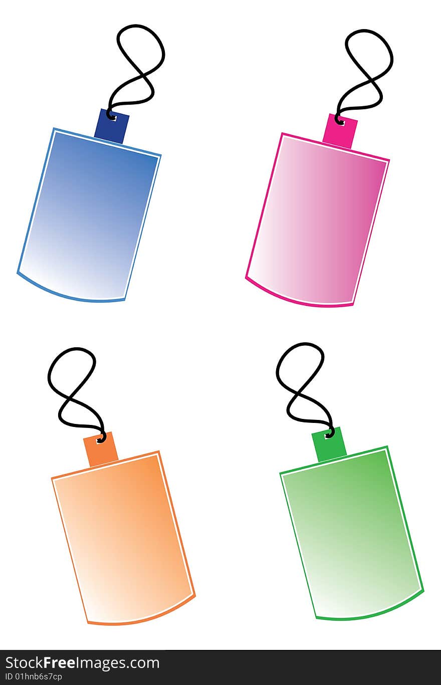 Detail of illustration shows colorful blank tags