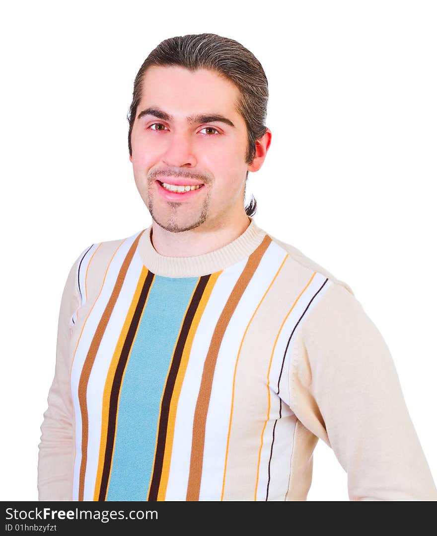 Young Smiling Handsome Male In Sweater Isolated