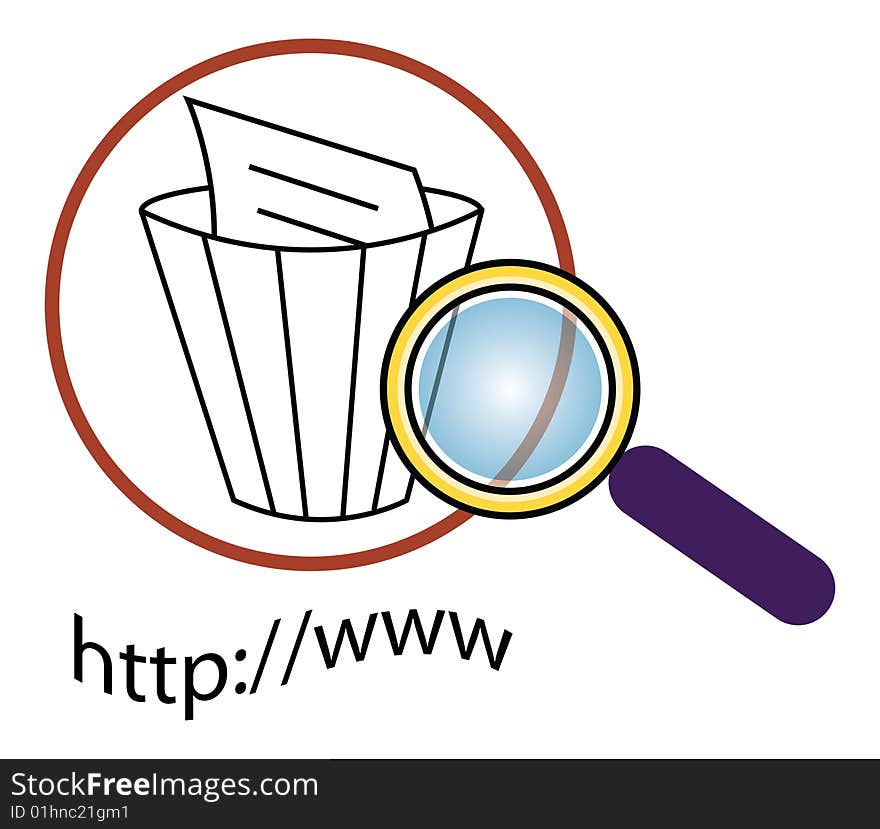 Illustration of file recovery from web with search bar and magnifying glass . Illustration of file recovery from web with search bar and magnifying glass