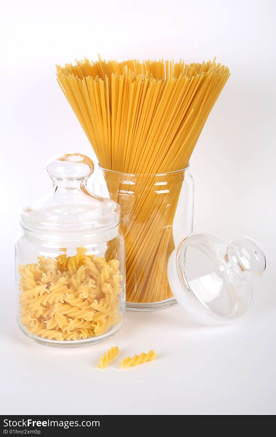 Pasta, spaghetti on white background