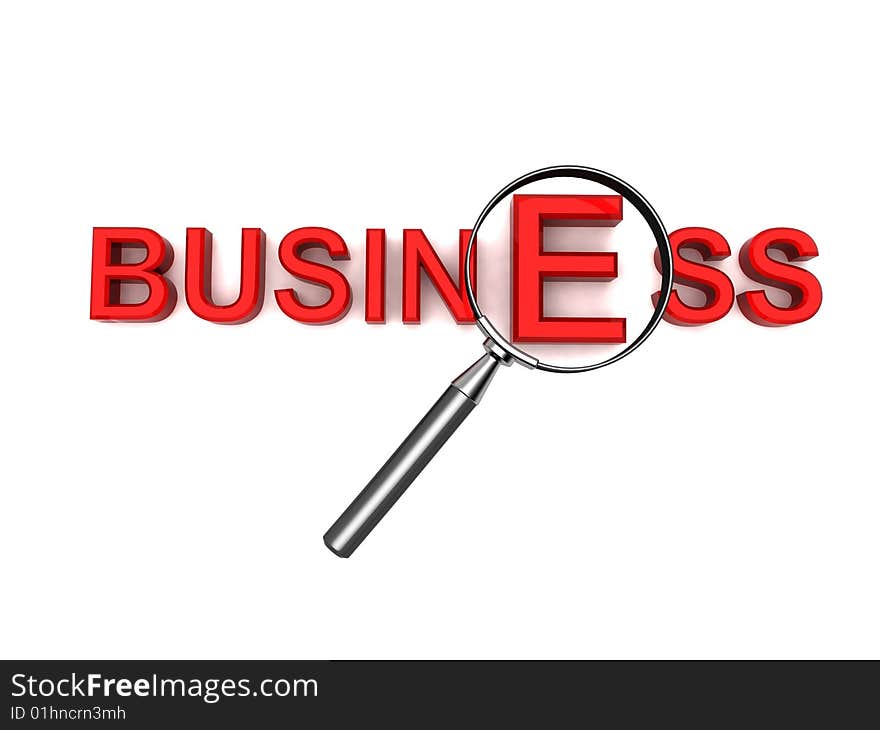 Business text with magnifier