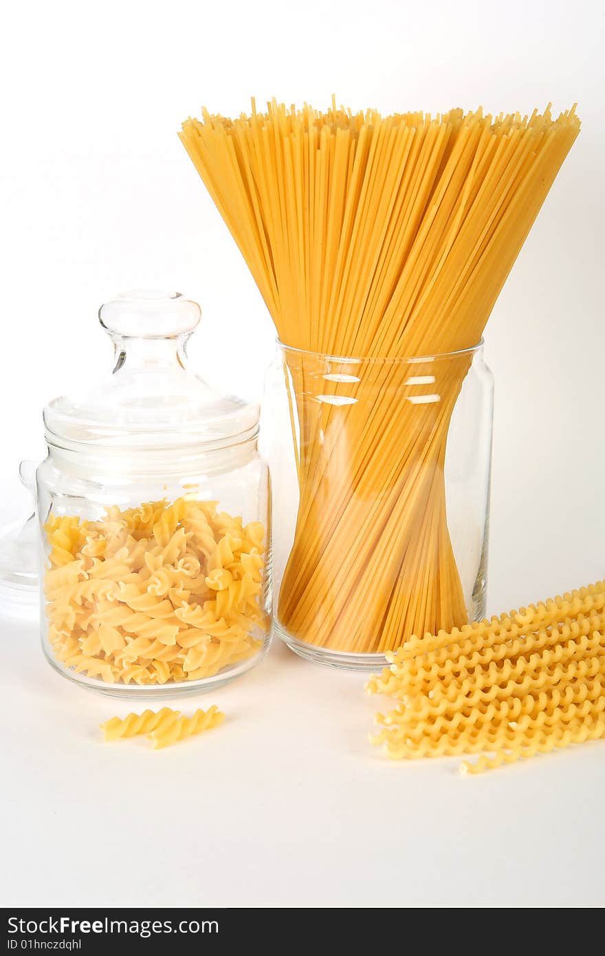 Pasta, spaghetti on white background