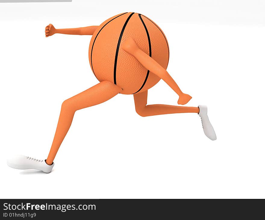 Three dimensional running basket ball