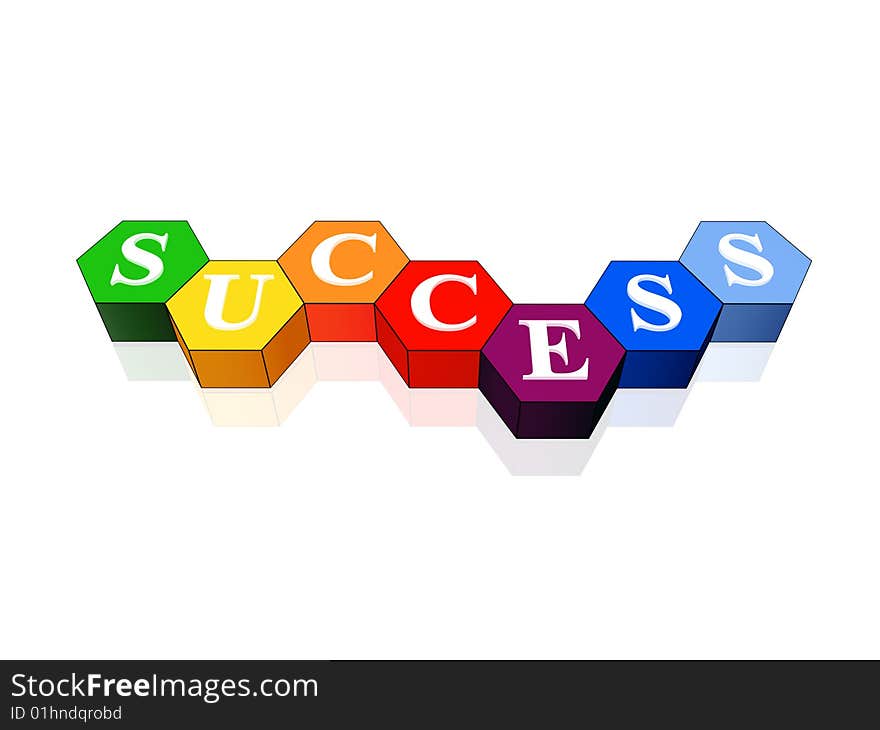 3d colour cubes hexahedrons with white letters - success, word, text. 3d colour cubes hexahedrons with white letters - success, word, text