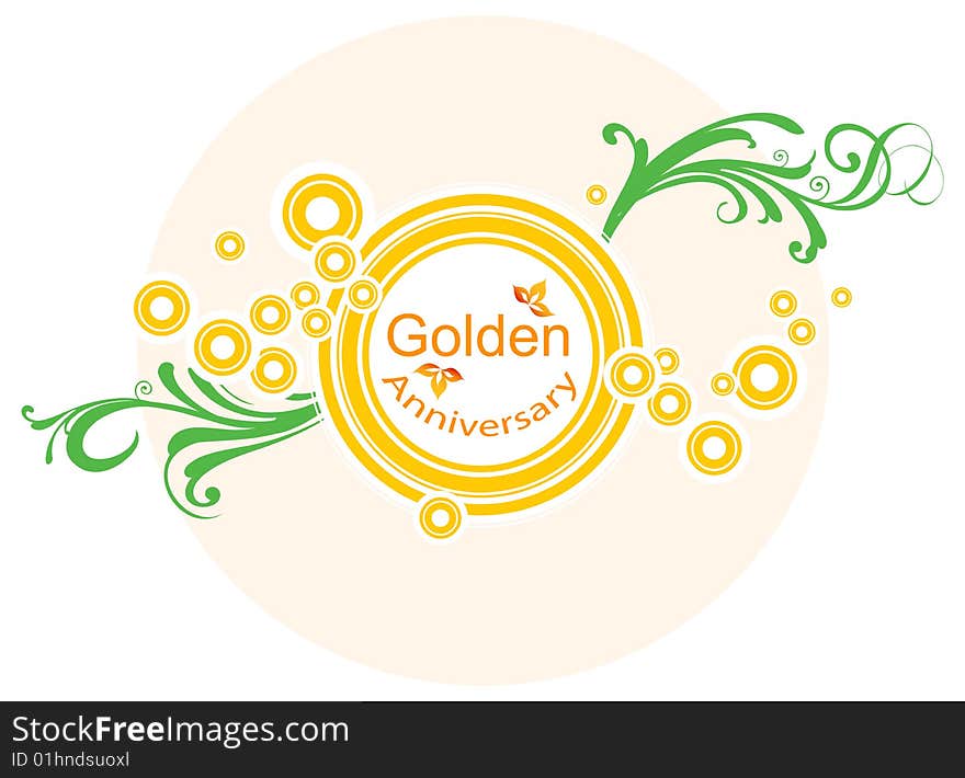 Illustration of Golden jubilee banner with bright  light effect. Illustration of Golden jubilee banner with bright  light effect