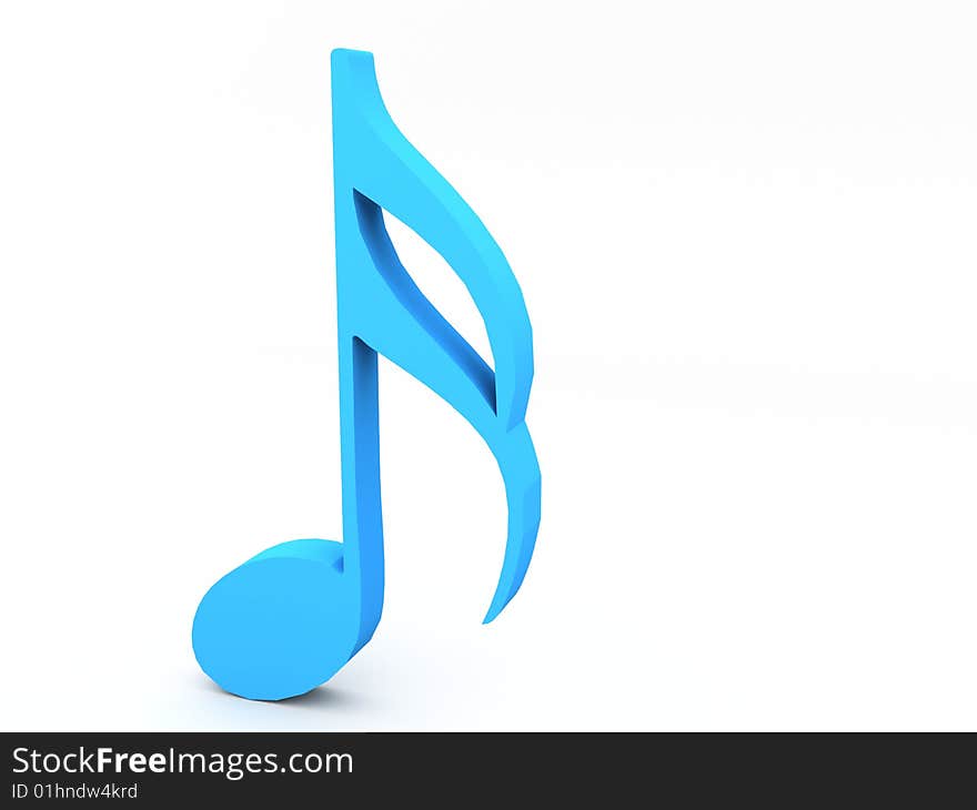 Three dimensional music note on an isolated background