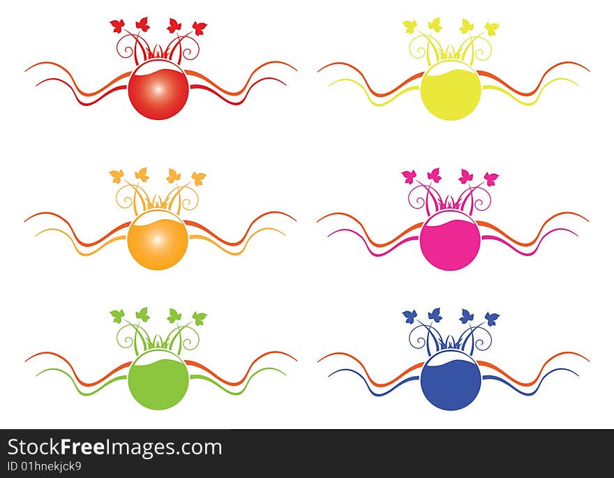 Illustration of isolatde colorful web buttons