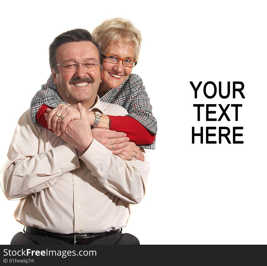 Happy old couple at home with copyspace. Happy old couple at home with copyspace.