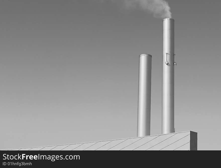 Monochrome chimney with a empty sky. Monochrome chimney with a empty sky