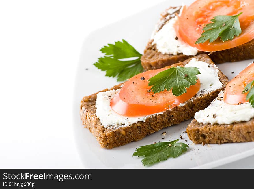 Healthy sandwich on white background