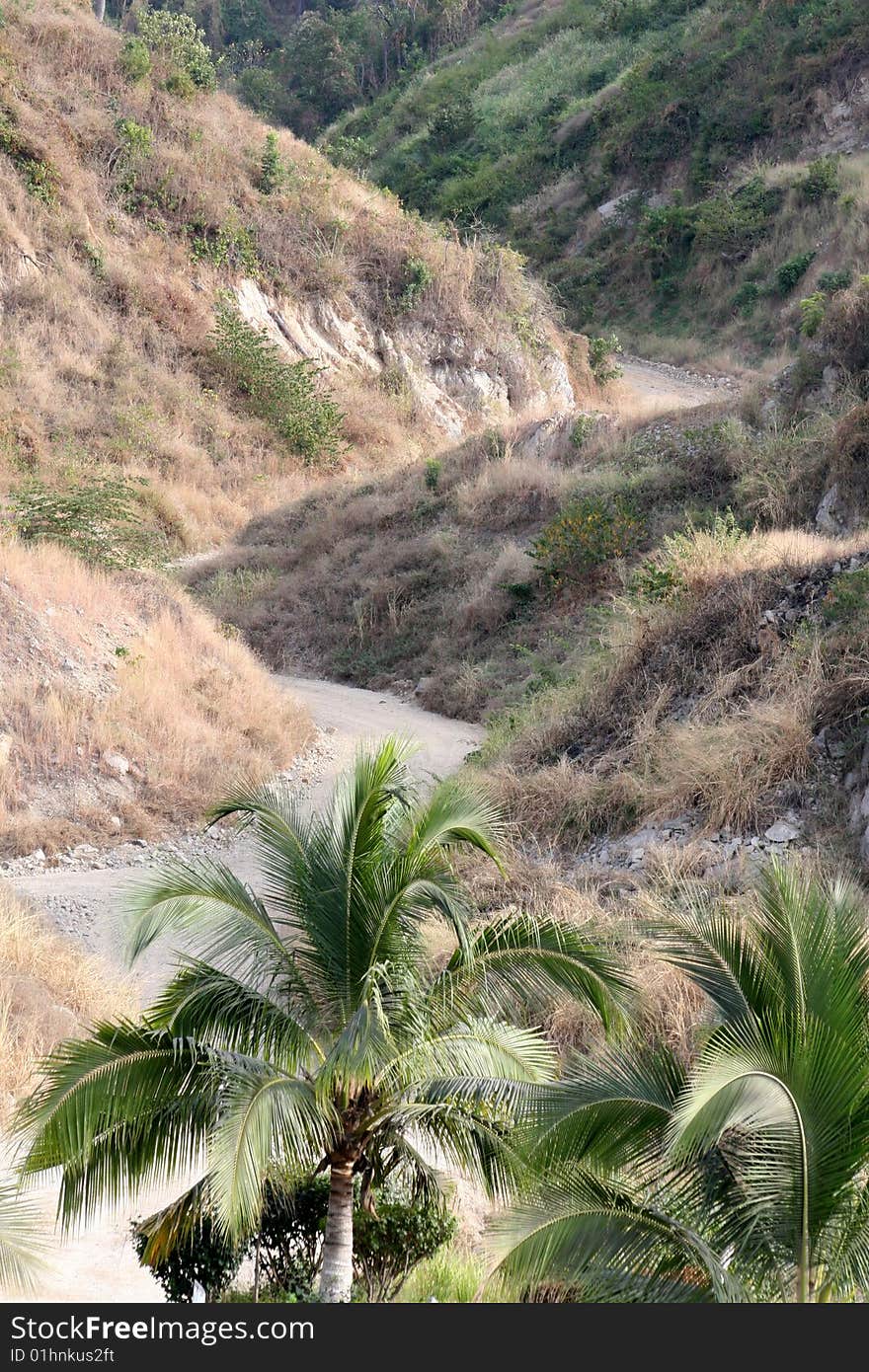 Manzanillo, Mexico - Long, Winding Road Among Mountains. Manzanillo, Mexico - Long, Winding Road Among Mountains