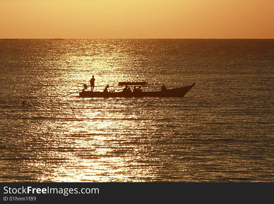 Orange evening on Ngapali beach (Myanmar). Orange evening on Ngapali beach (Myanmar)