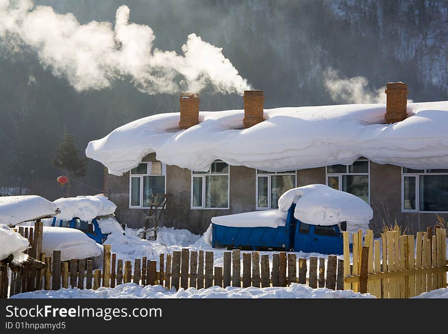 Covered in snow,winter ,home