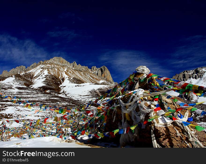 The photo was taken in the way to Baimang snow mountain, Yunnan, China. Circle walking around the mountain is the way to bless for people who living there. The photo was taken in the way to Baimang snow mountain, Yunnan, China. Circle walking around the mountain is the way to bless for people who living there.