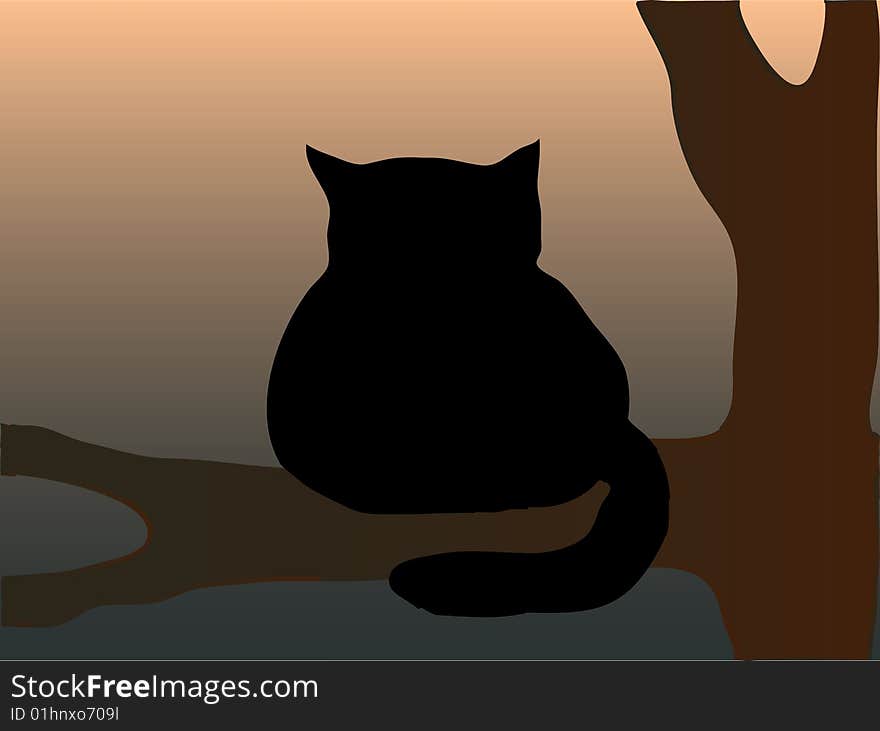 A black cat silhouette sitting on a branch in the moonlight. AI file is attached. Gradient used.
. A black cat silhouette sitting on a branch in the moonlight. AI file is attached. Gradient used.