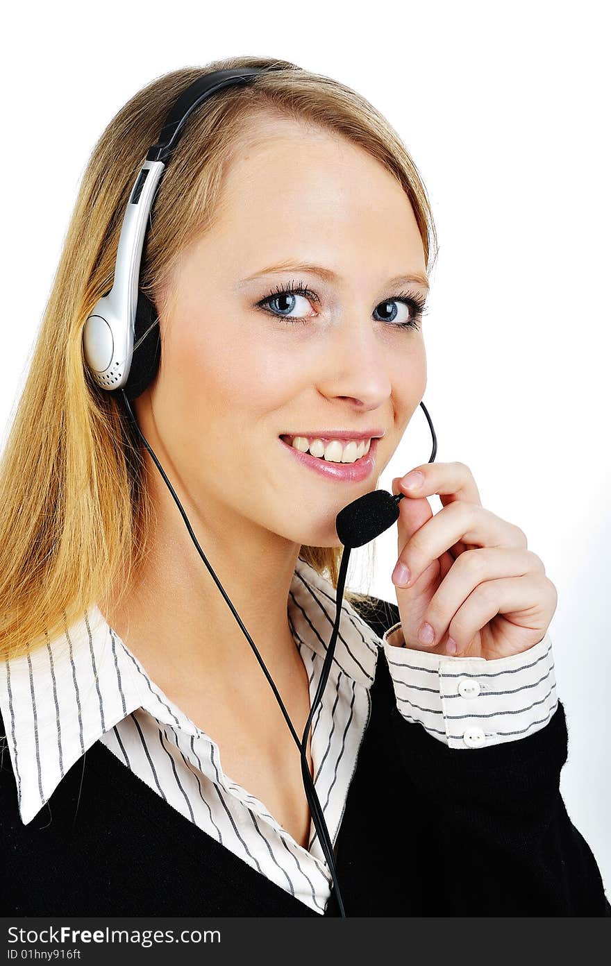 Friendly Customer Representative with headset