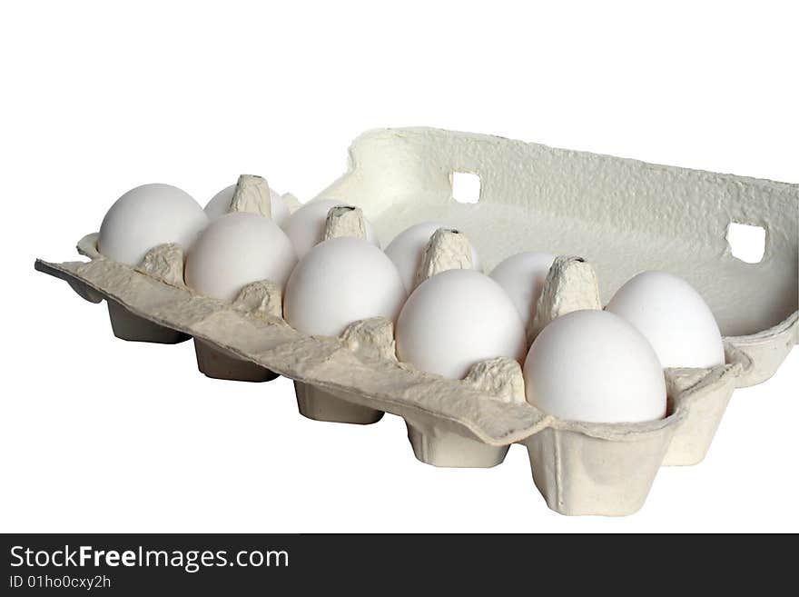 White eggs in carton box