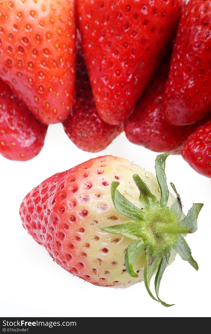 Fresh ripe strawberries on white background. Fresh ripe strawberries on white background.