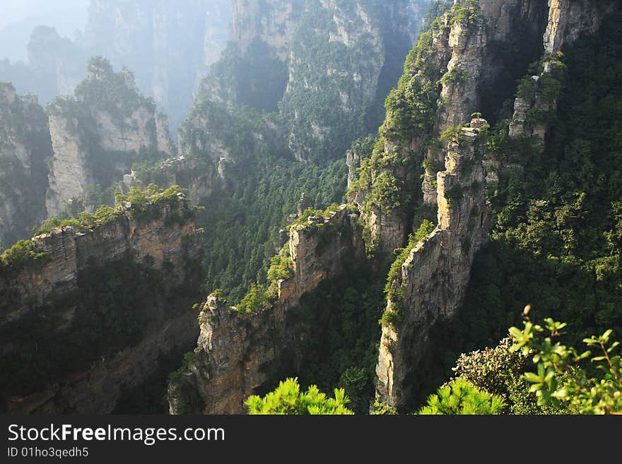 Landscape of peaks in zhangjiajie national geologic park,hunan province,central China. Landscape of peaks in zhangjiajie national geologic park,hunan province,central China