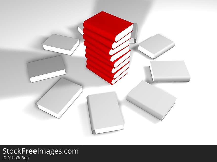 Lots of books together 3d design